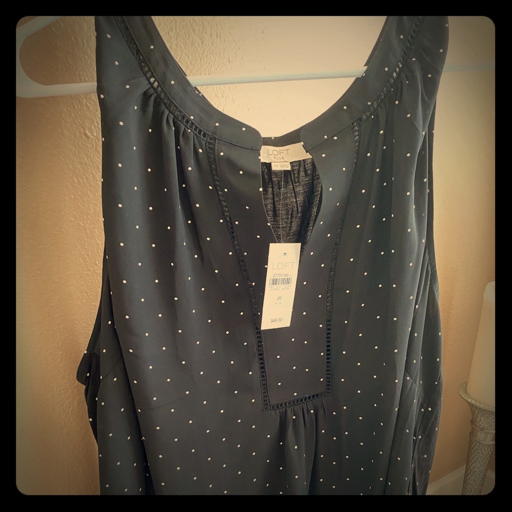 Loft plus sleeveless blouse top sz 20 black white